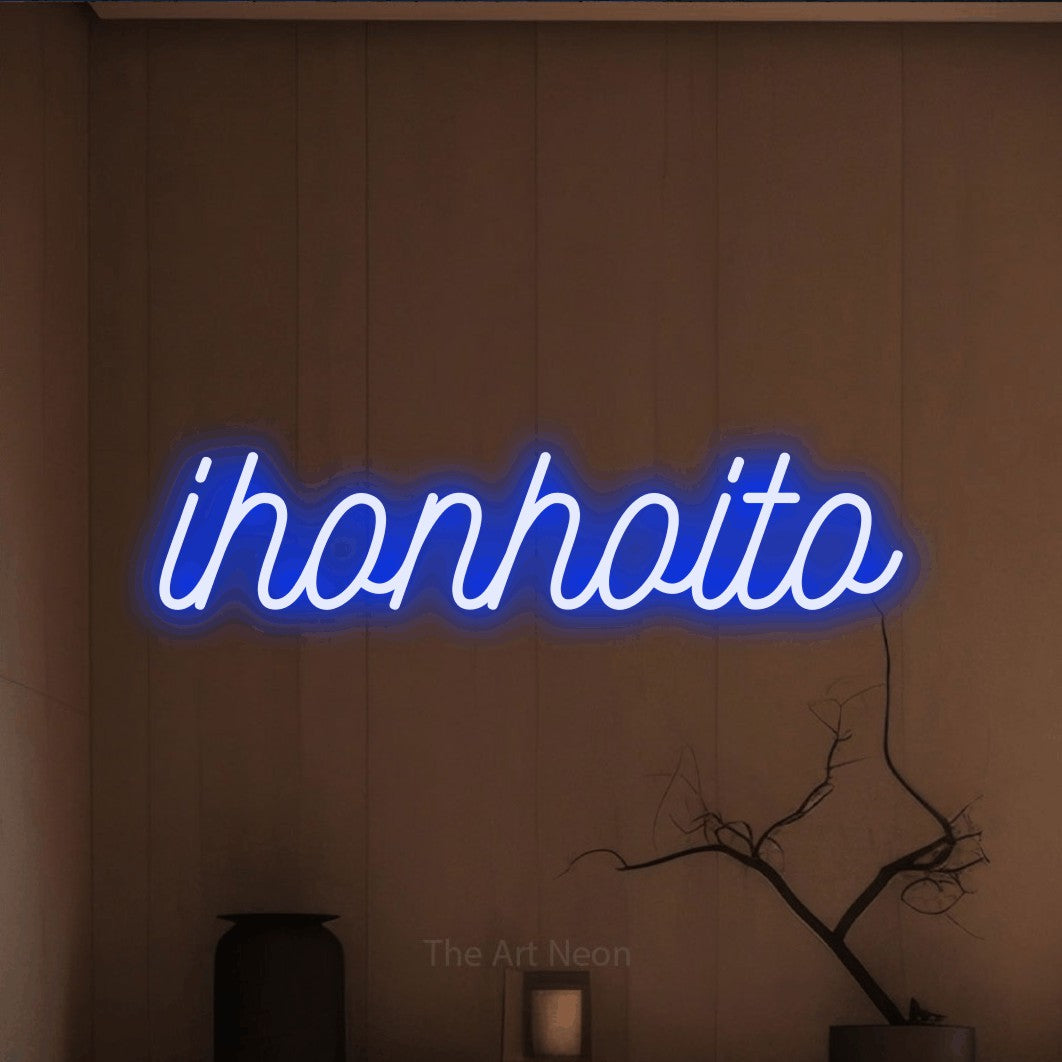 LED neon sign reading “ihonhoito”, arranged in a single line.