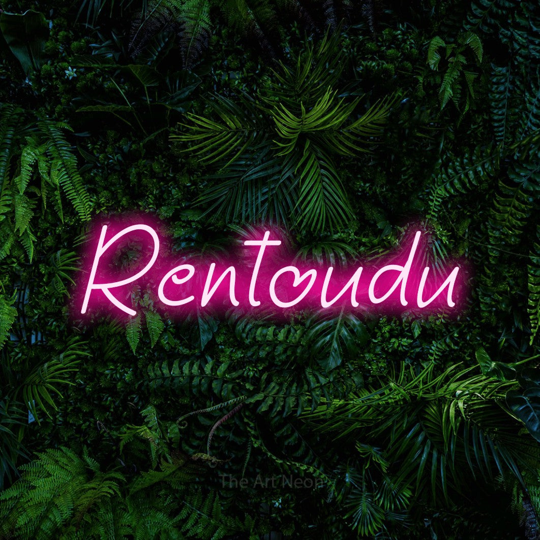 LED neon sign reading “Rentoudu”, arranged in a single line.