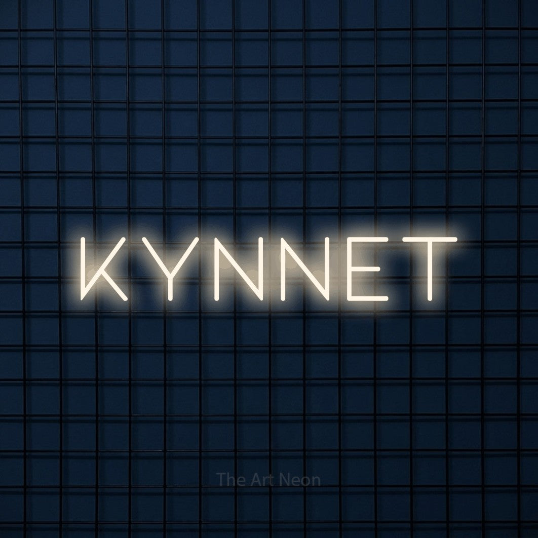 LED neon sign reading “Kynnet”, arranged in a single line.
