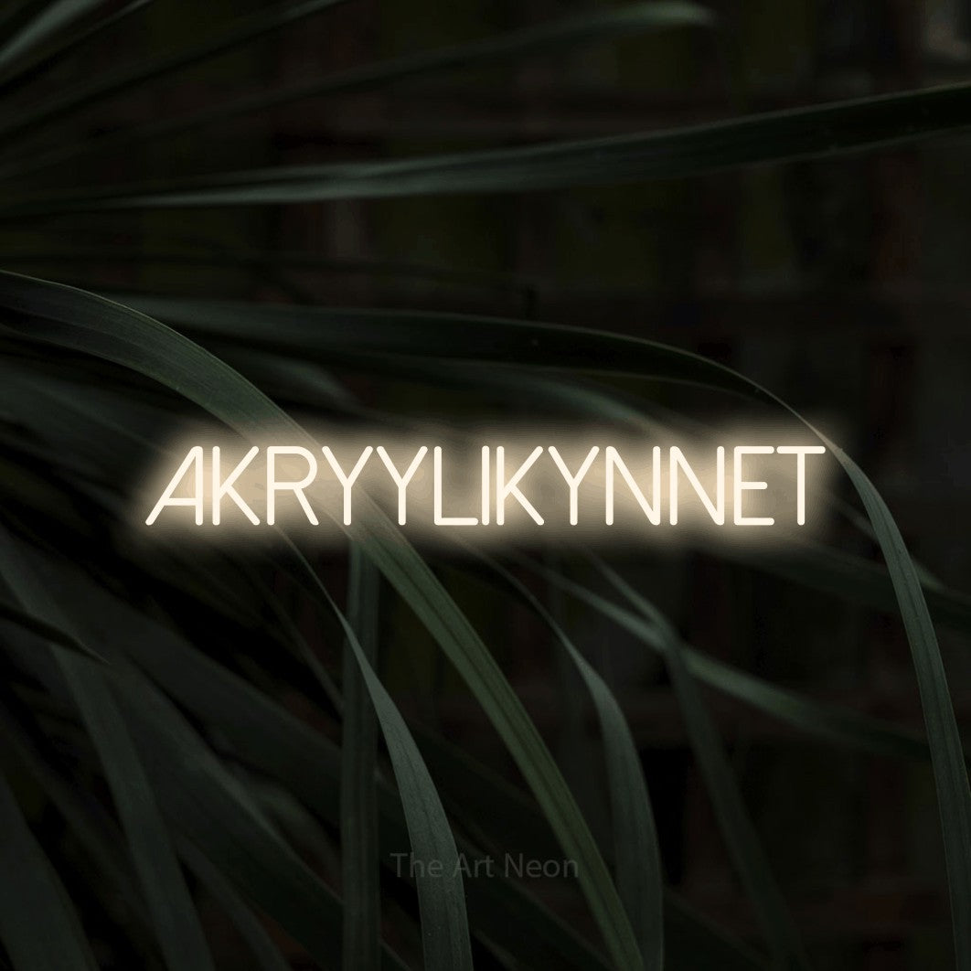 LED neon sign reading “Akryylikynnet”, arranged in a single line.