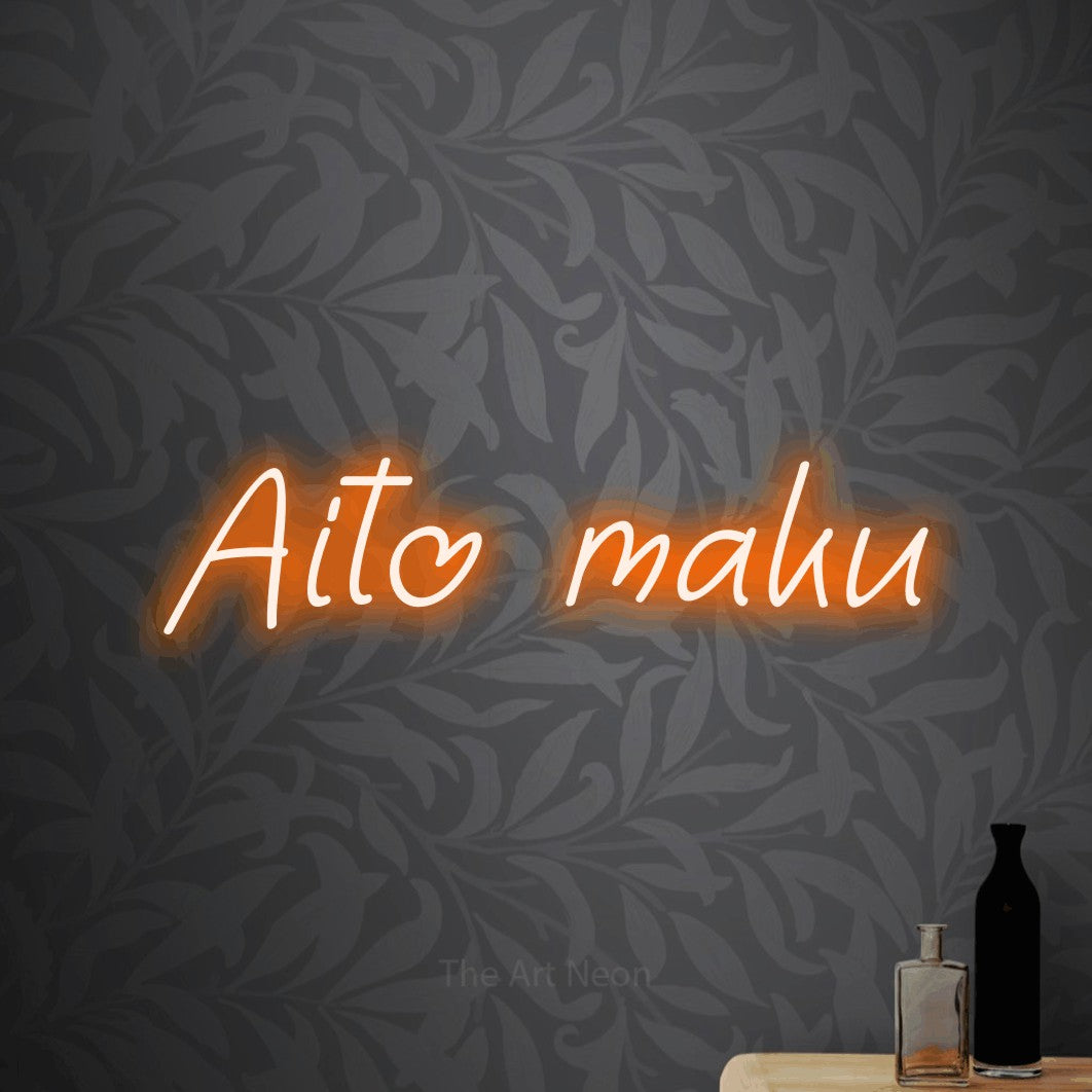 LED neon sign reading “Aito maku”, arranged in a single line.