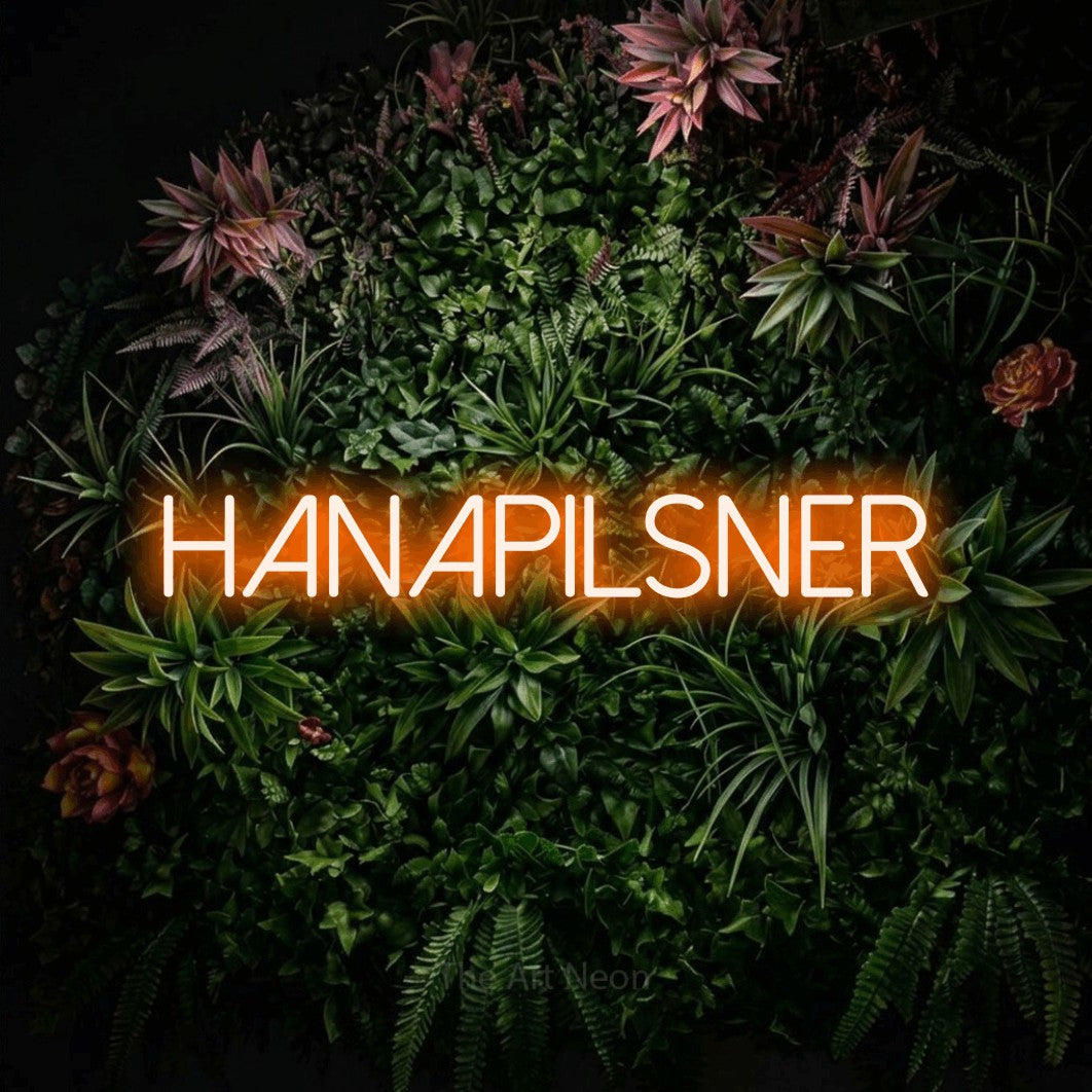 LED neon sign reading “HANAPILSNER”, arranged in a single line.