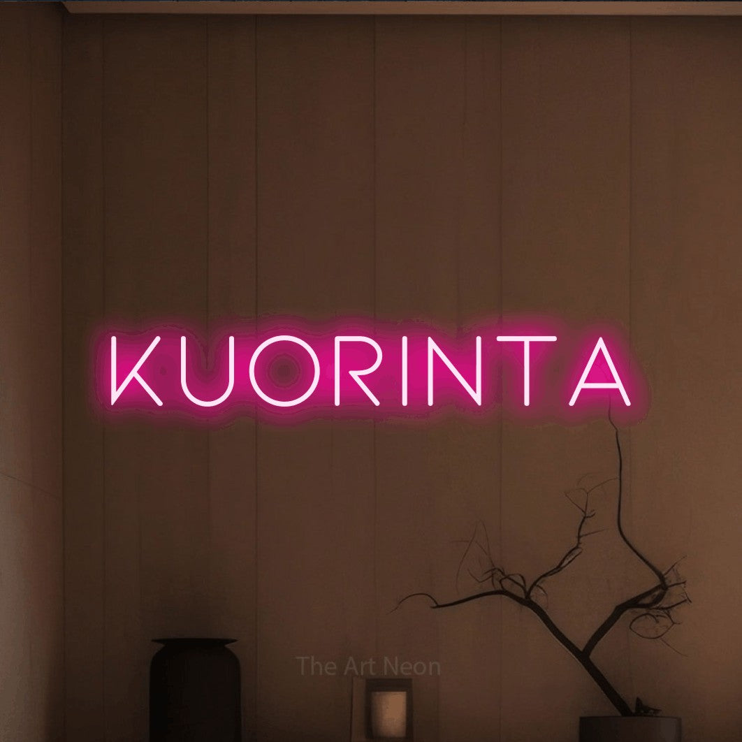 LED neon sign reading “Kuorinta”, arranged in a single line.