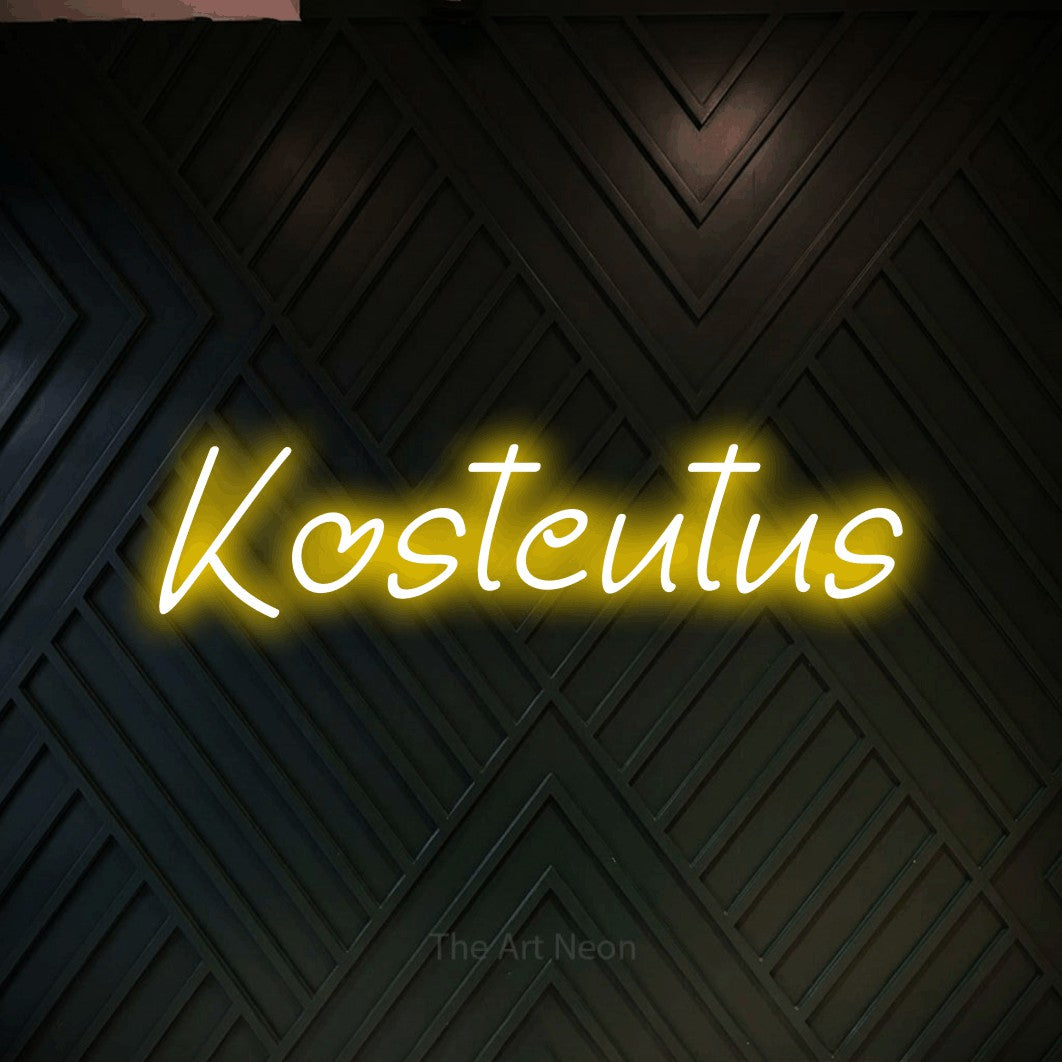 LED neon sign reading “Kosteutus”, arranged in a single line.