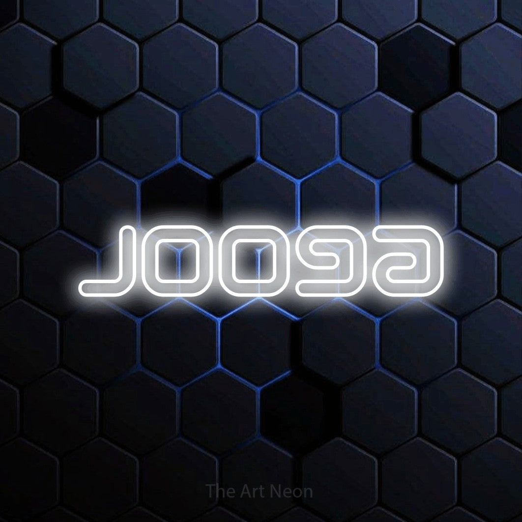 LED neon sign reading “Jooga”, arranged in a single line.