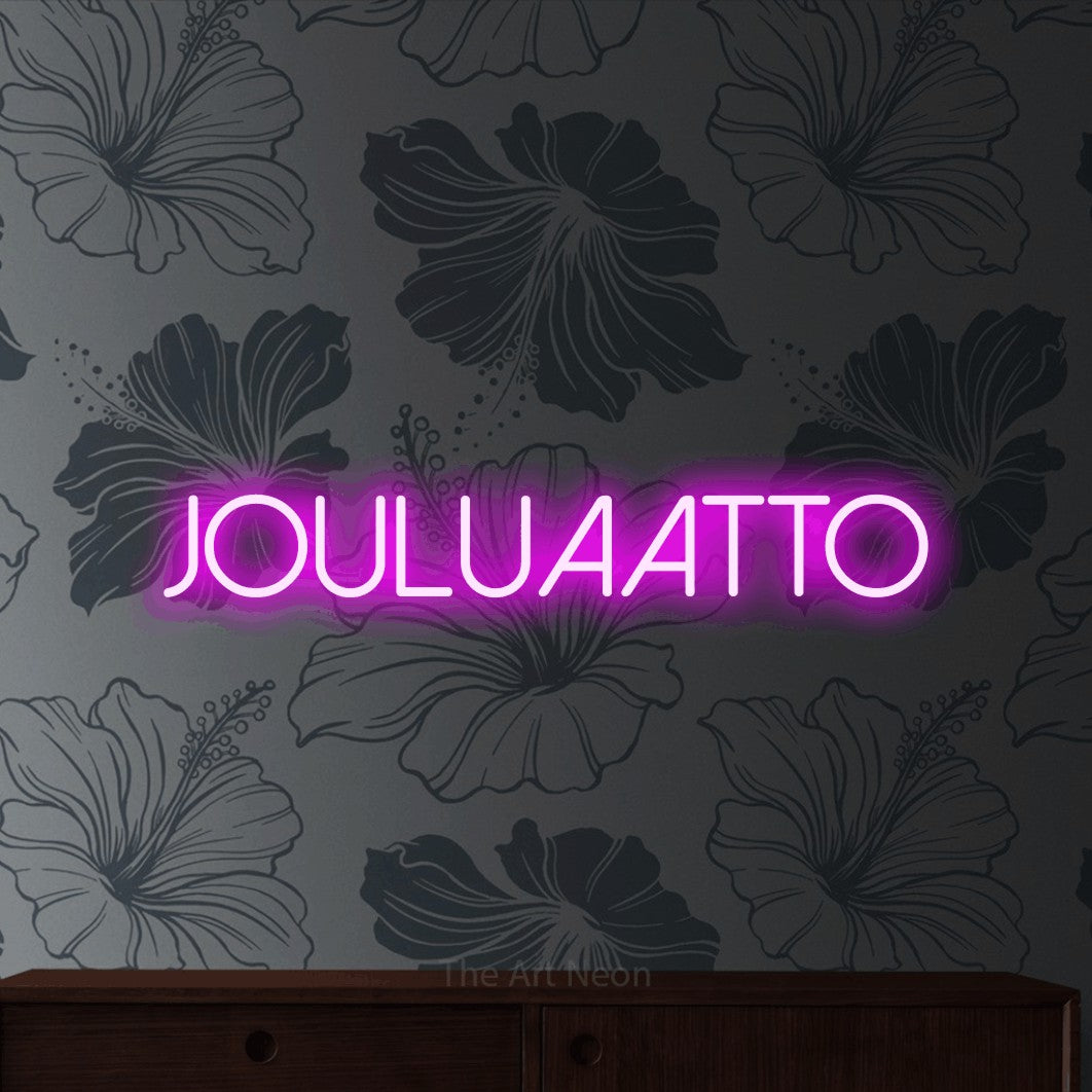 LED neon sign reading “JOULUAATTO”, arranged in a single line.