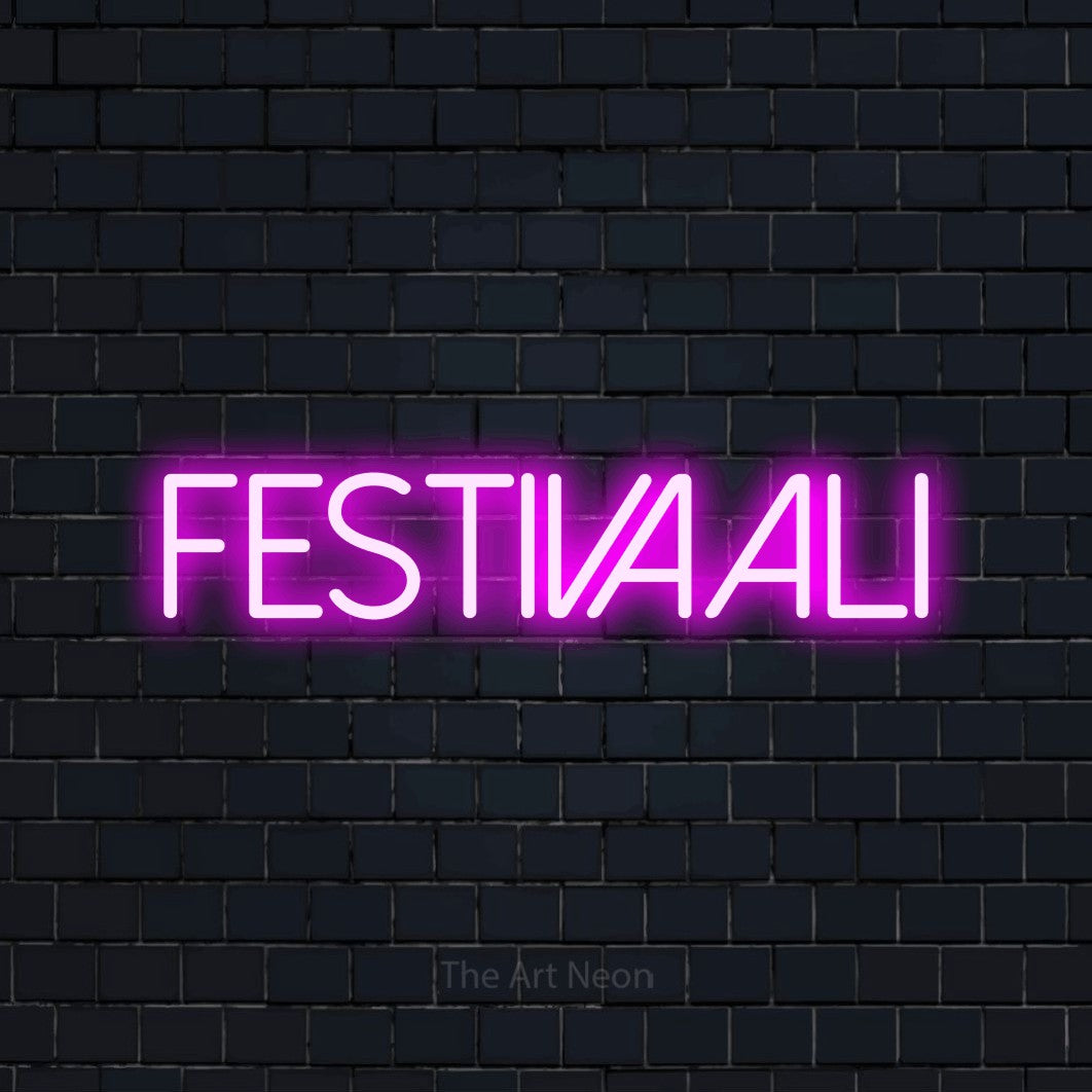 LED neon sign reading “festivaali”, arranged in a single line.
