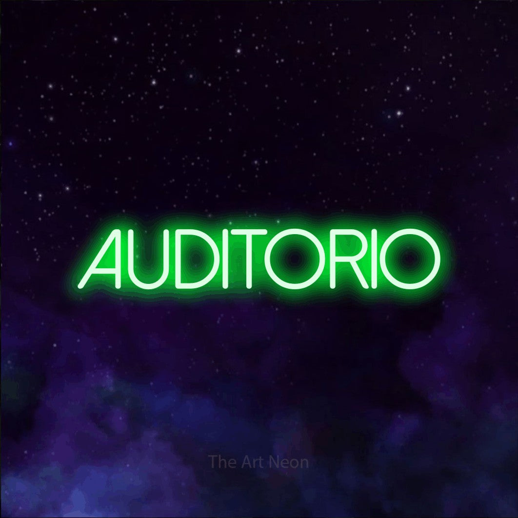LED neon sign reading “Auditorio”, arranged in a single line.