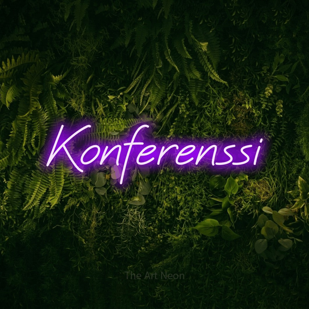 LED neon sign reading “Konferenssi”, arranged in a single line.
