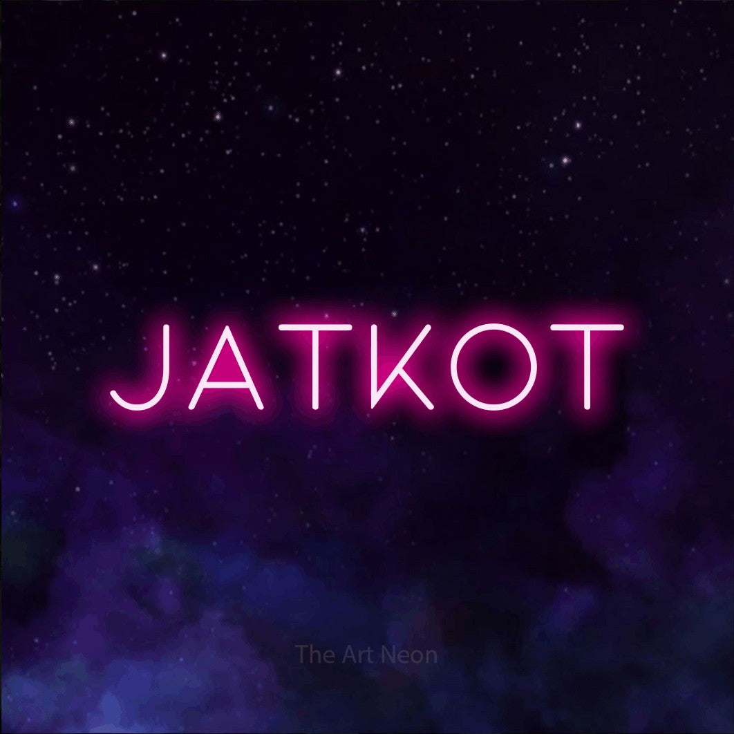 LED neon sign reading “Jatkot”, arranged in a single line.