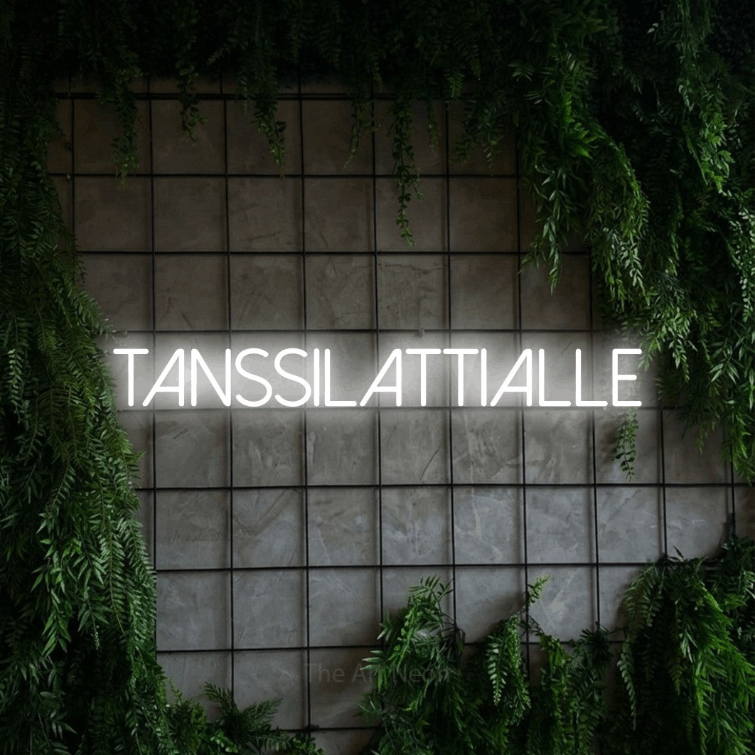 LED neon sign reading “Tanssilattialle”, arranged in a single line.