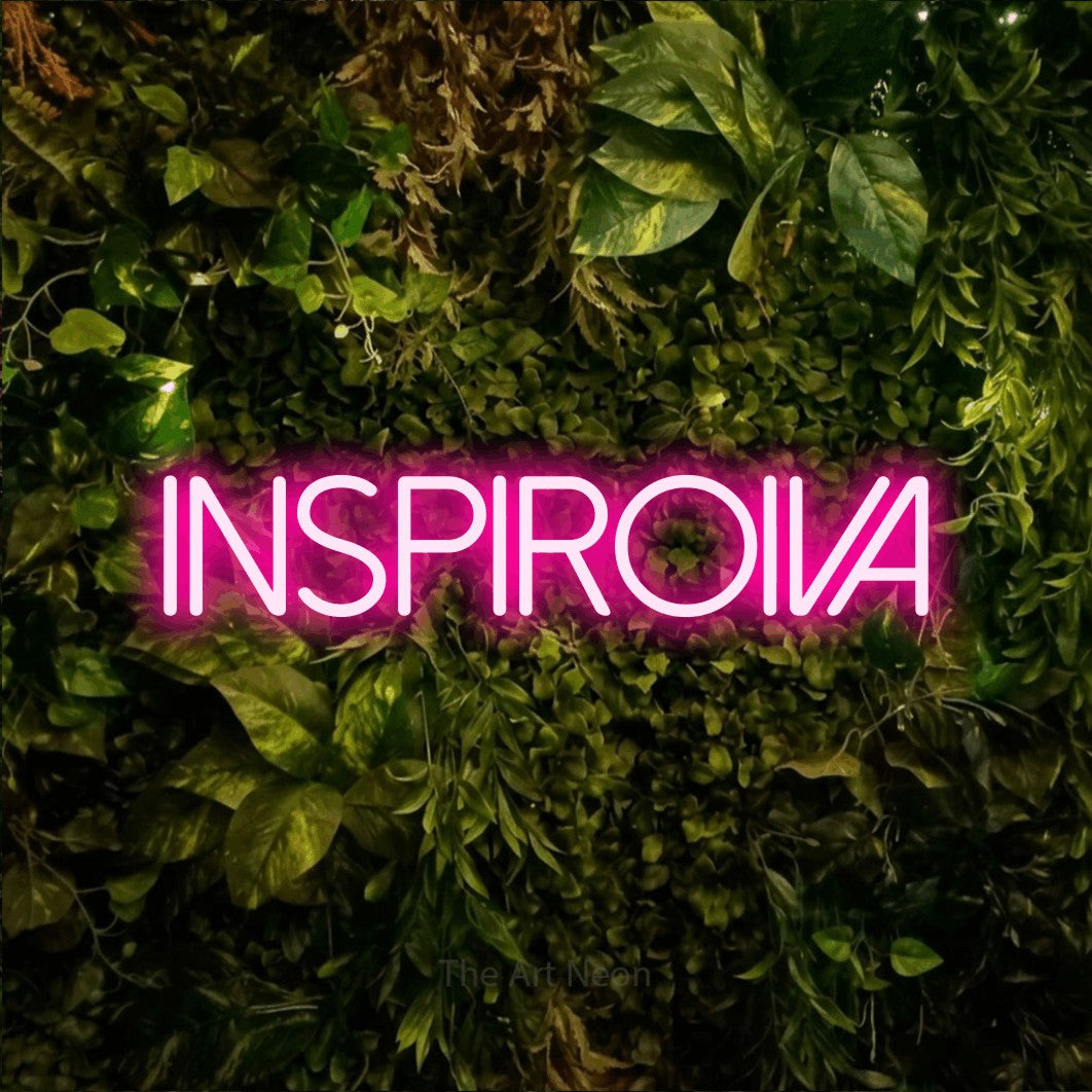 LED neon sign reading “Inspiroiva”, arranged in a single line.