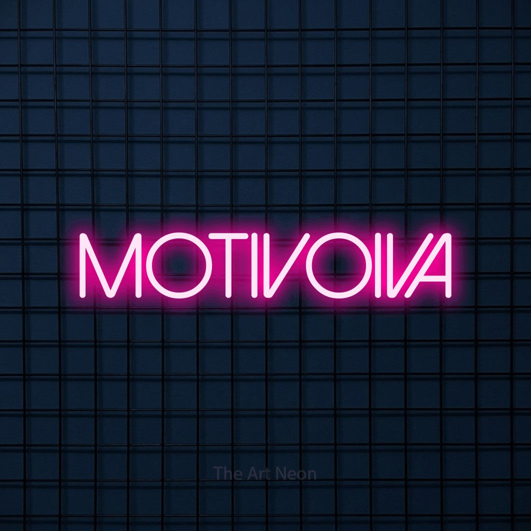 LED neon sign reading “MOTIVOIVA”, arranged in a single line.