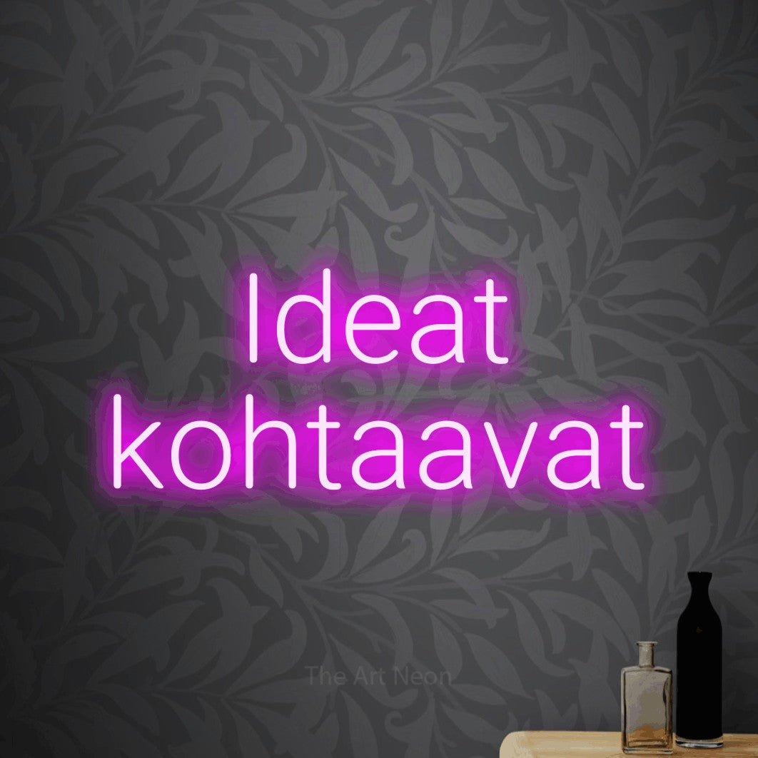 LED neon sign reading “Ideat kohtaavat”, arranged in 2 lines.