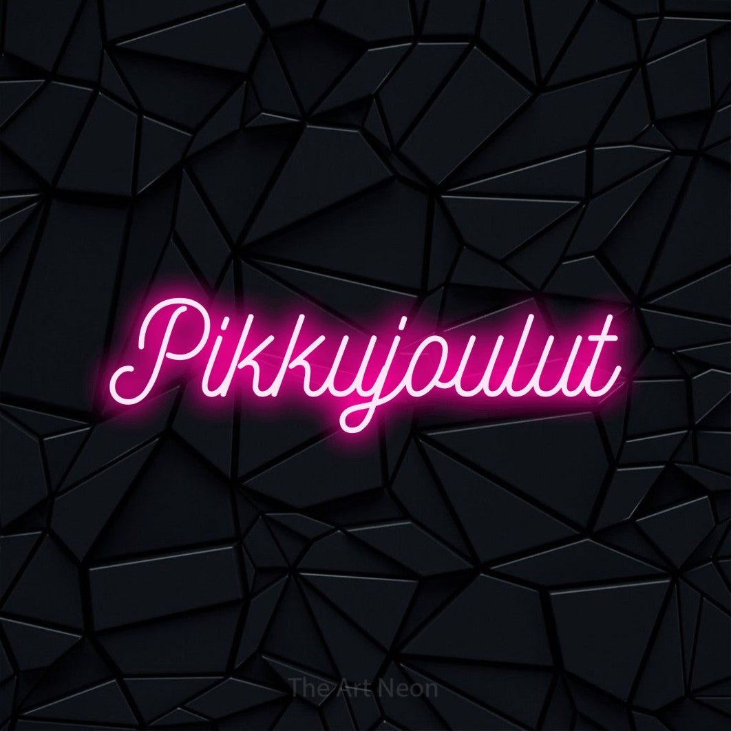 LED neon sign reading “Pikkujoulut”, arranged in a single line.