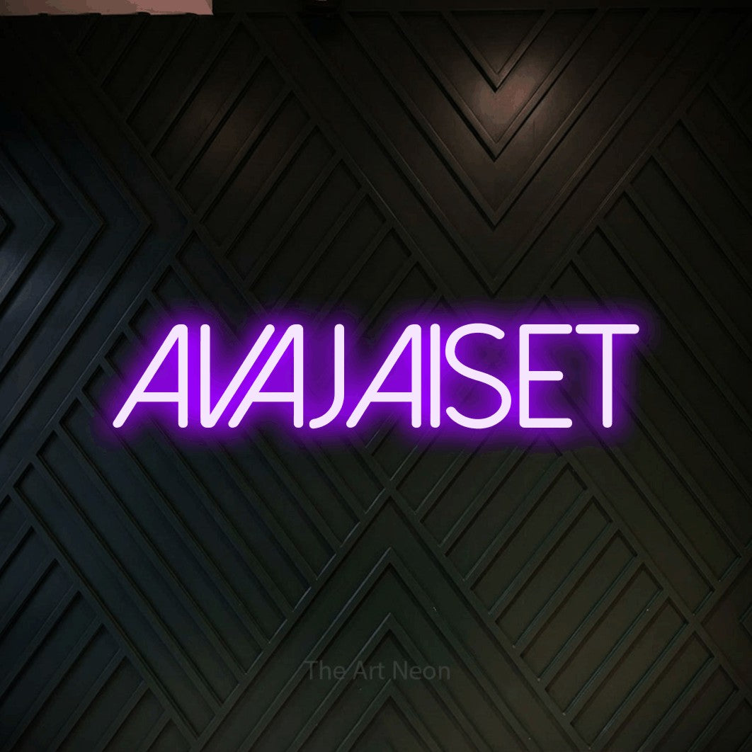 LED neon sign reading “AVAJAISET”, arranged in a single line.