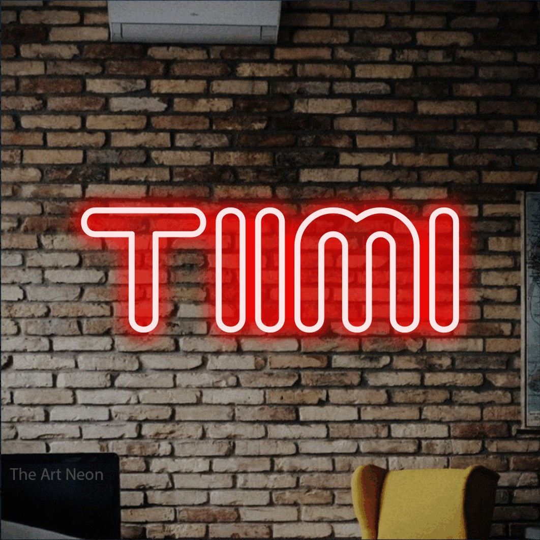 LED neon sign reading “Tiimi”, arranged in a single line.
