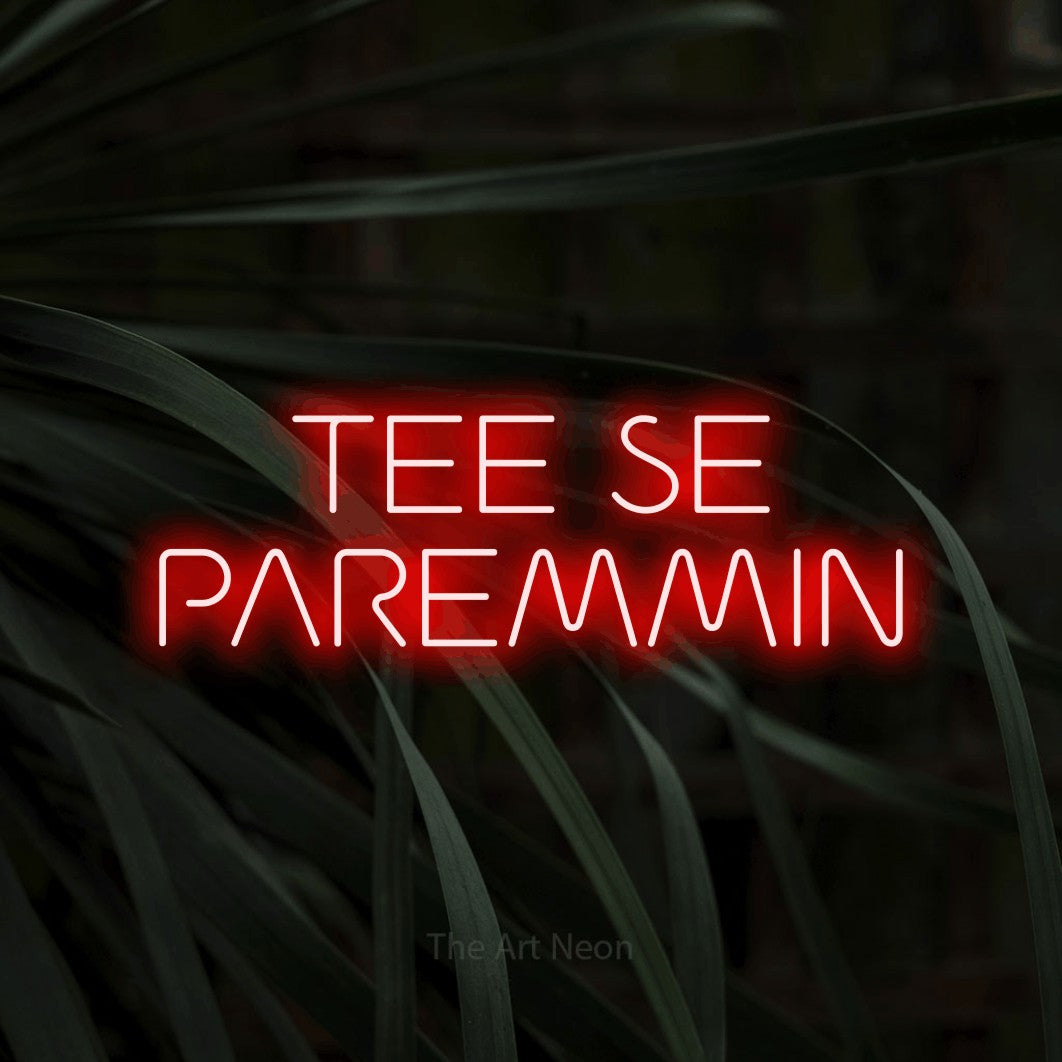 LED neon sign reading “TEE SE PAREMMIN”, arranged in 2 lines.