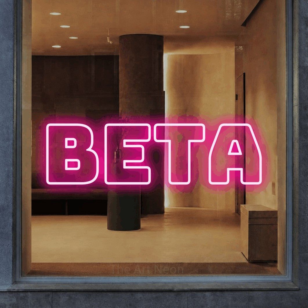 LED neon sign reading “Beta”, arranged in a single line.