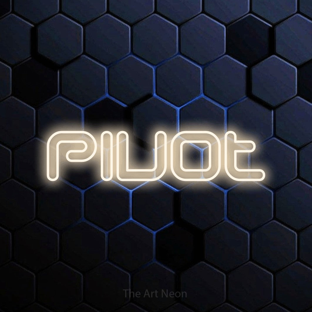 LED neon sign reading “Pivot”, arranged in a single line.