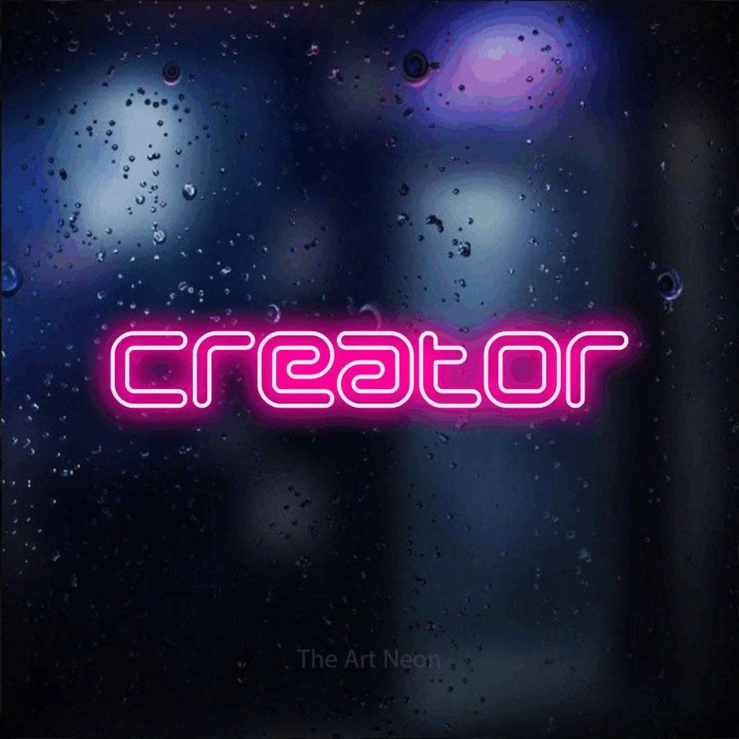 LED neon sign reading “Creator”, arranged in a single line.