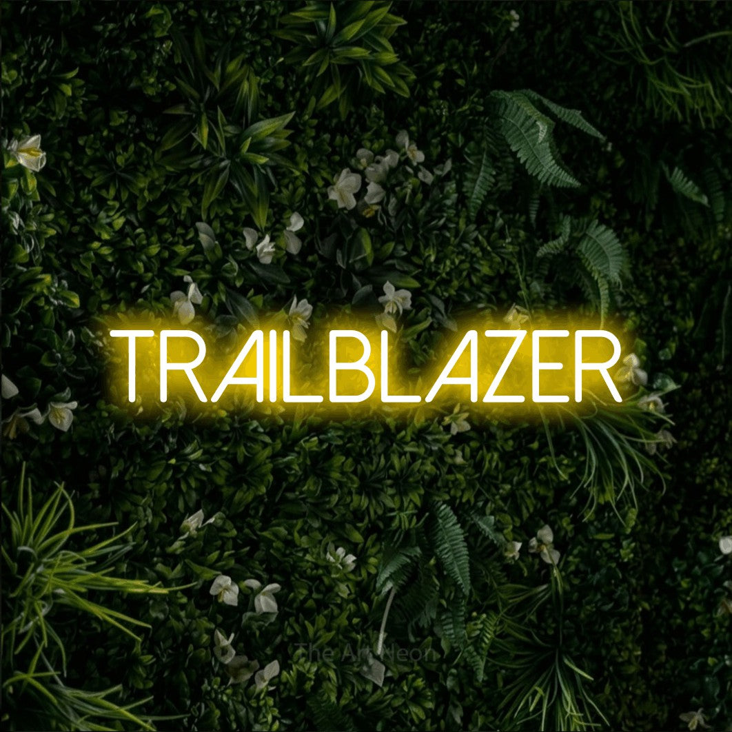 LED neon sign reading “Trailblazer”, arranged in a single line.