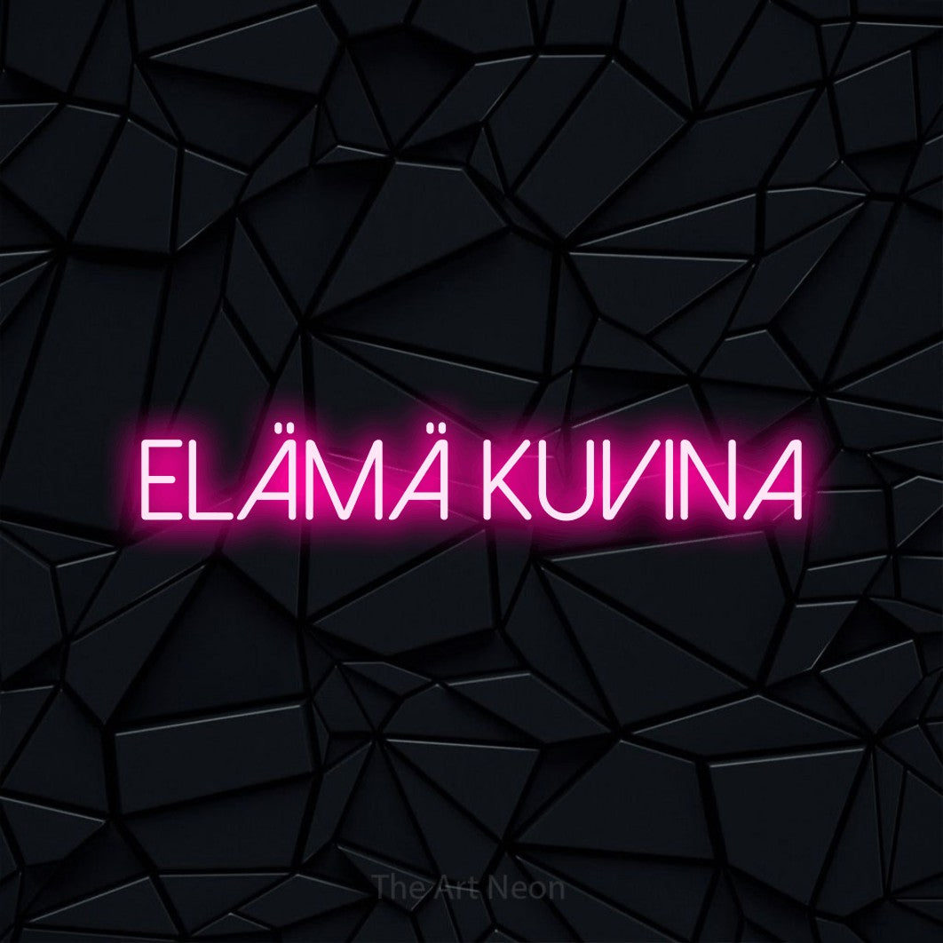 LED neon sign reading “Elämä kuvina”, arranged in a single line.