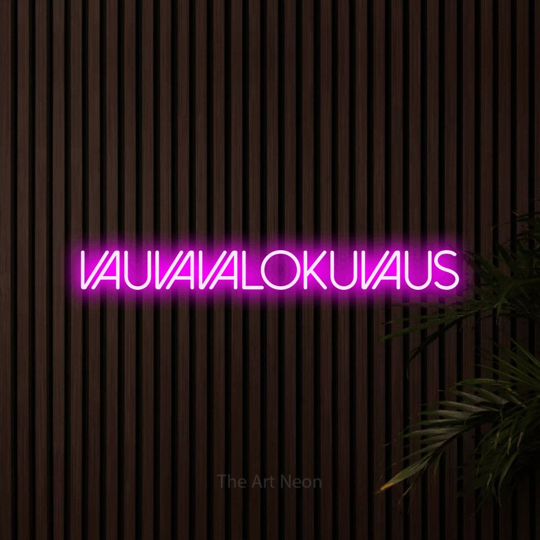 LED neon sign reading “Vauvavalokuvaus”, arranged in a single line.