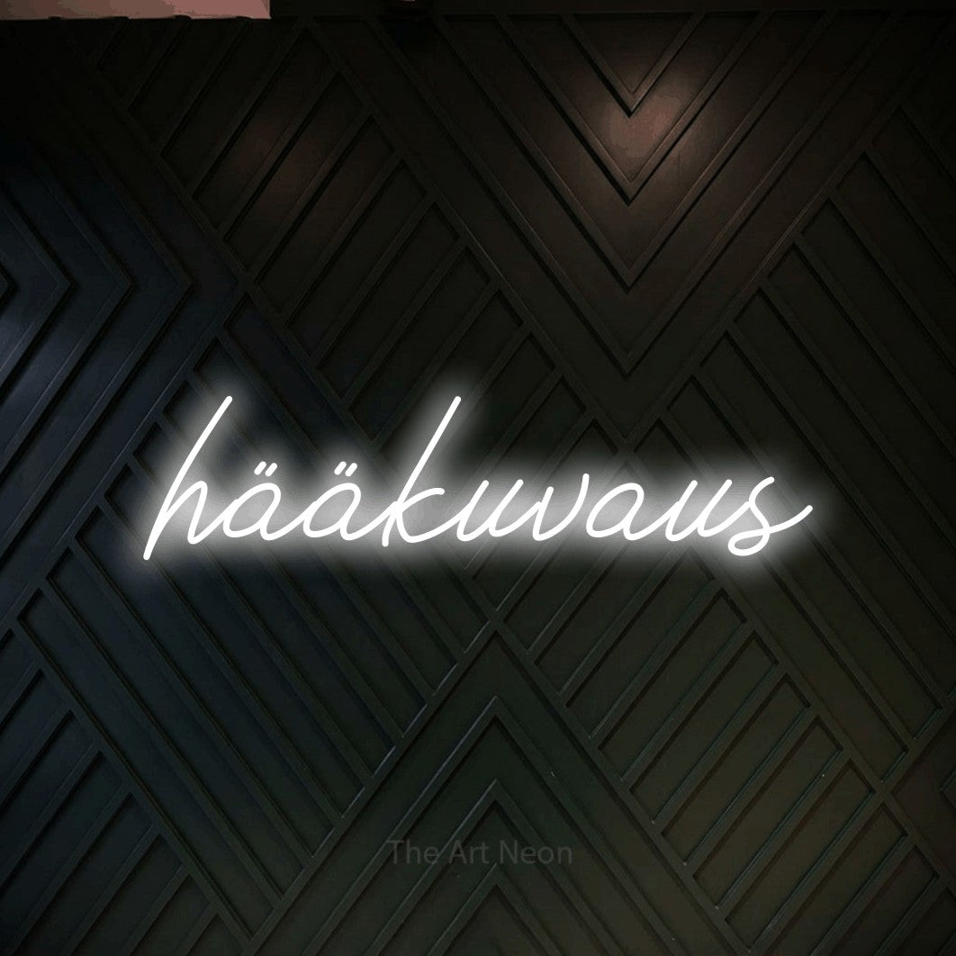 LED neon sign reading “hääkuvaus”, arranged in a single line.