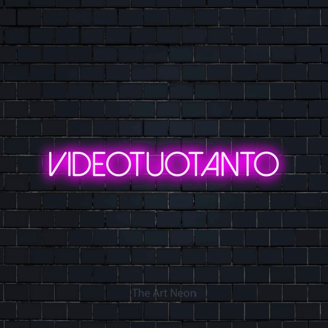 LED neon sign reading “VIDEOTUOTANTO”, arranged in a single line.