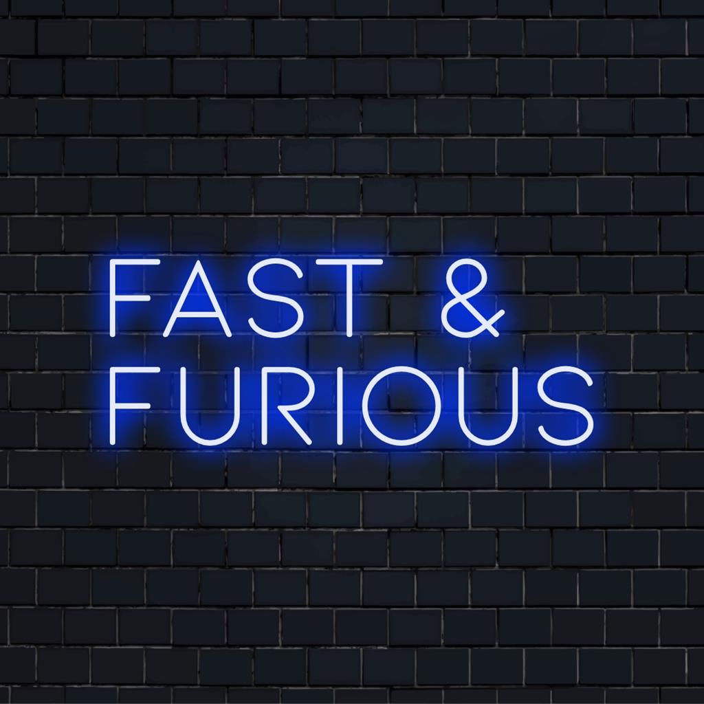 Illuminated LED neon sign inspired by Fast and Furious, versatile and perfect for motorsport enthusiasts' wall decor.