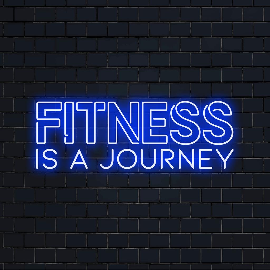 Mukautettu LED-valokyltti Fitness Is A Journey, täydellinen motivoivan neonvalaisimen lisäämiseen tilaan.