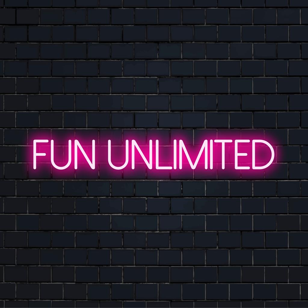 Mukautettu LED-neonkyltti, jossa on Fun Unlimited, täydellinen lisäämään eloisaa silausta mihin tahansa tilaan tai sisustukseen.