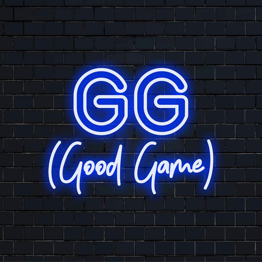 GG LED neon sign, ideal for gamers; vibrant wall art to elevate your space with custom neon light flair.