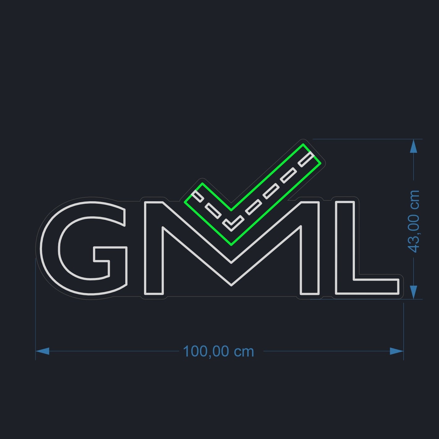 GML Neontaulu – 100 × 43 cm