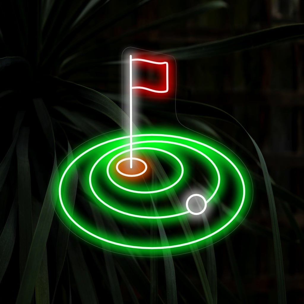 "Golf Hole Neon Sign" - Utstrålar med spelets anda, perfekt för utrymmen med golftema och sportbarer, för att fira kärleken till golf och spänningen i det perfekta hålet.