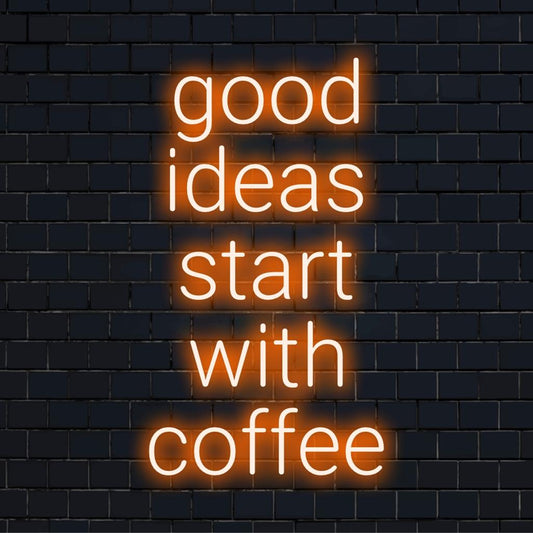 Mukautettu LED-valokyltti, jossa lukee Good Ideas Start with Coffee, sopii erinomaisesti lisäämään tunnelmaa minkä tahansa kahvin ystävän tilaan.