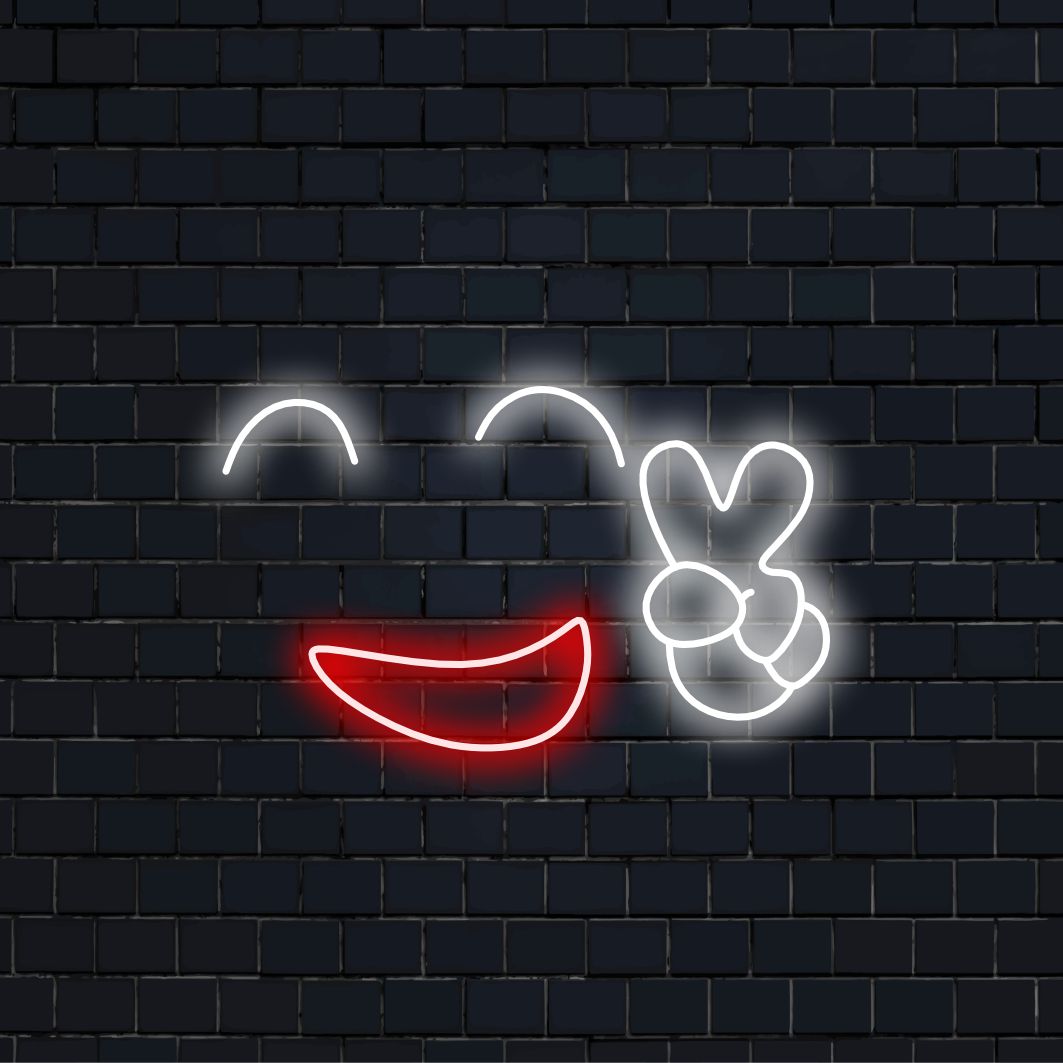 "Happy Peace Smiley Face Neon Sign" - Säteilevä positiivisuus ja rauha, täydellinen tiloihin, joiden tavoitteena on levittää iloa ja luoda harmonista tunnelmaa.