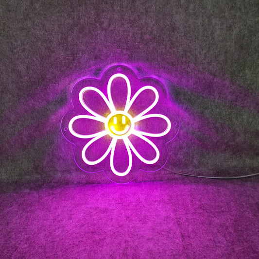 Happy Smile Flower Neon Sign - The Art Neon
