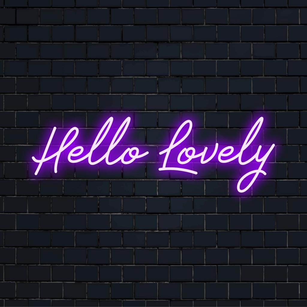 Tyylikäs ja kutsuva LED-valokyltti, jossa on Hello Lovely, täydellinen yksilölliseen sisustukseen, neonseinätaiteeseen tai mukautettuun neonkylttinäytökseen.