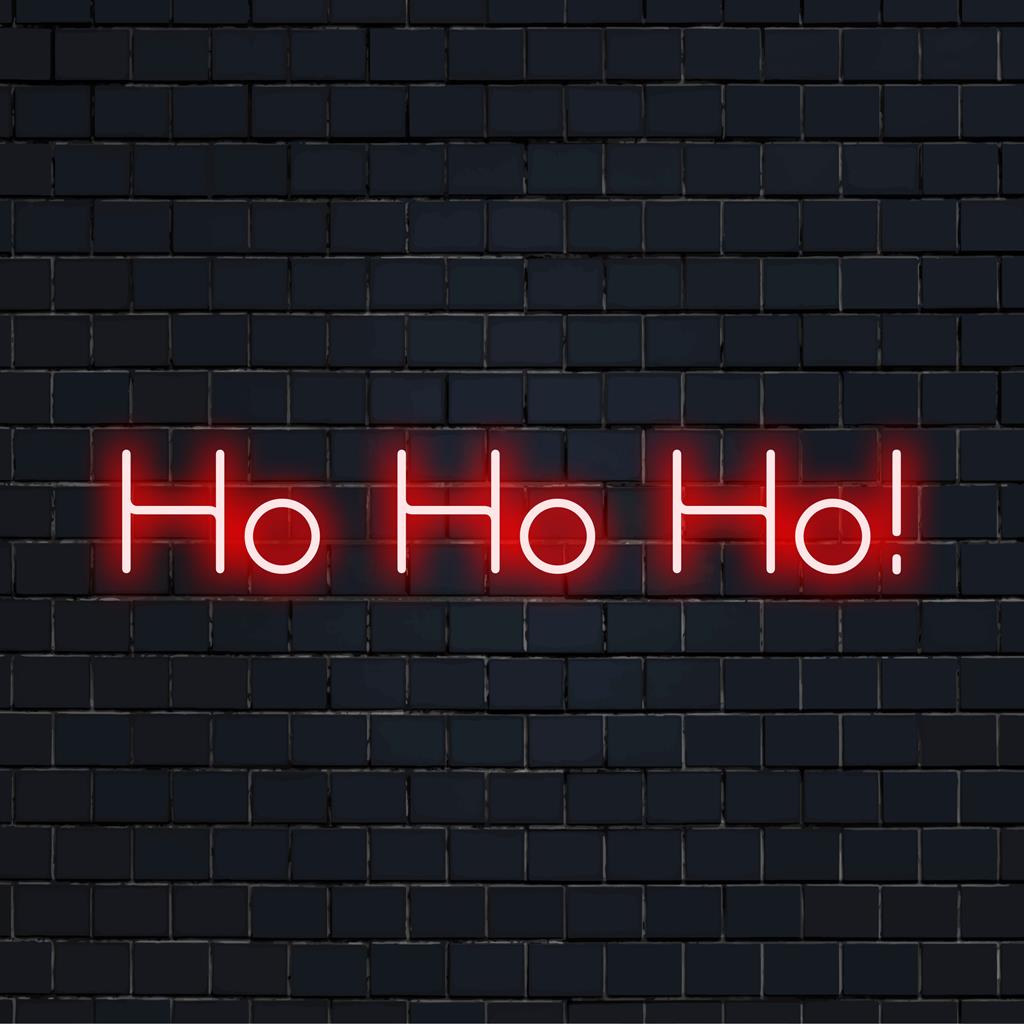 Valoisaa ja juhlavaa Ho Ho Ho! LED-neonkyltti, joka sopii täydellisesti loman sisustukseen; eloisa neonvalaisin tilaan.