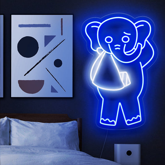 "Injured Elephant Neon Sign" - A powerful symbol advocating for elephant protection, this neon light sparks awareness and reflection on the challenges these majestic animals face.