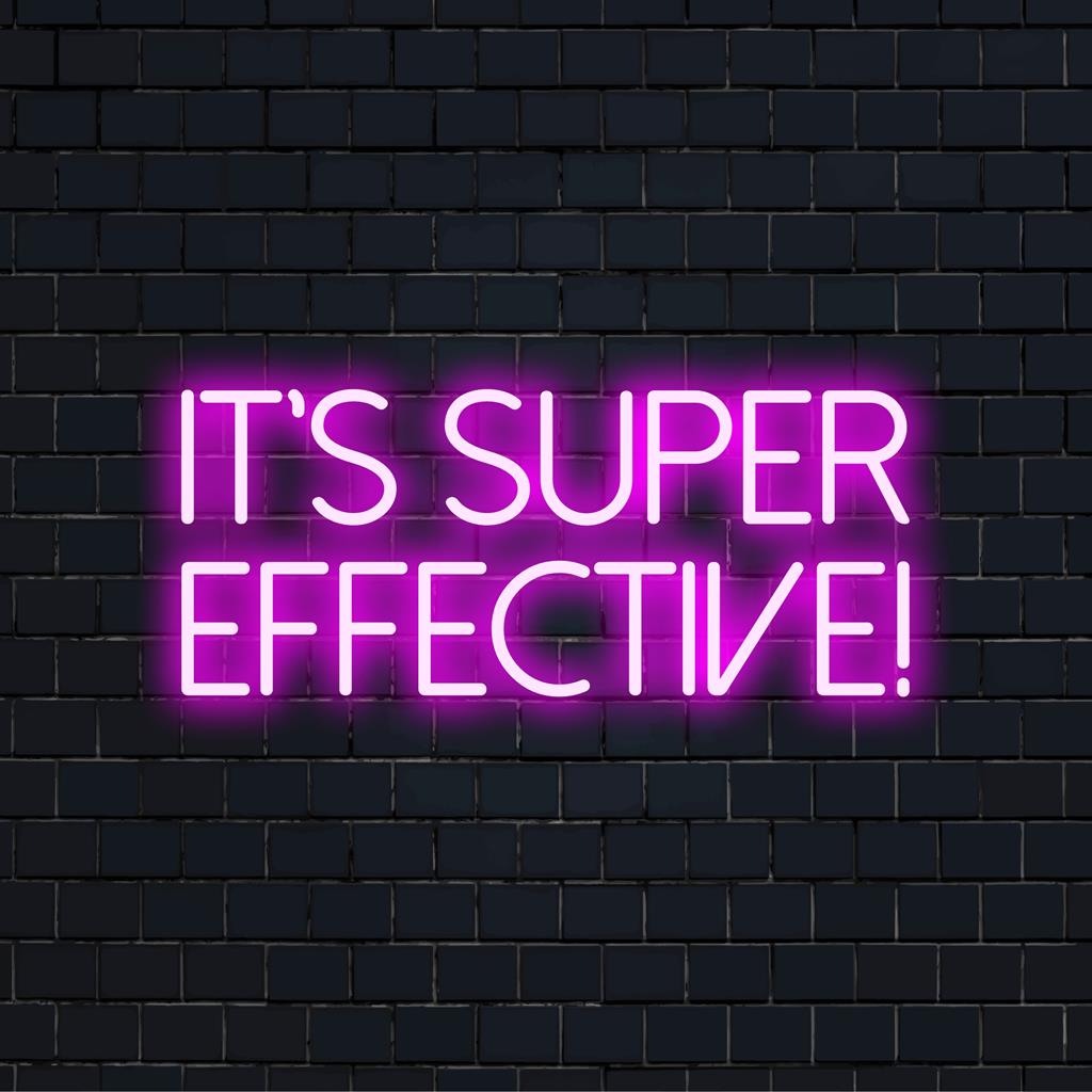 Levande LED-neonskylt som visar det är supereffektivt med ett lekfullt teckensnitt, perfekt för att sätta en rolig touch till alla utrymmen.