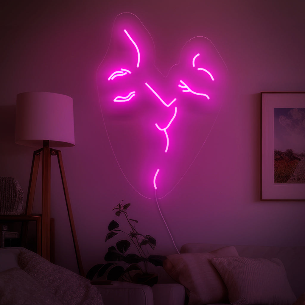 "Kissing Couple Abstract Neon Sign" ��� Luo tunnelmaa tällä romanttisella valokyltillä. Täydellinen makuuhuoneisiin ja intiimeihin tiloihin.