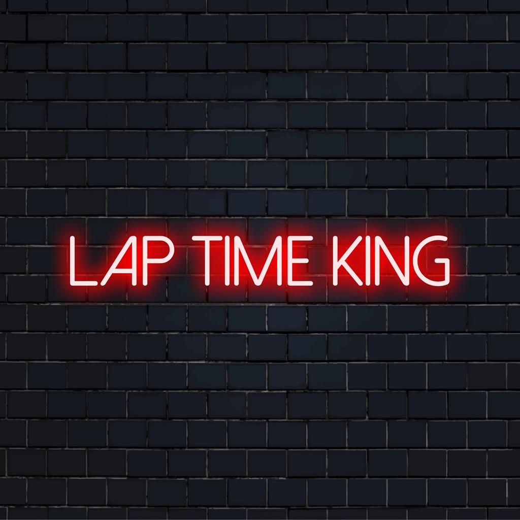 Loistava räätälöity LED-valokyltti, jossa on Lap Time King, täydellinen eloisaan ja persoonalliseen neonseinien sisustukseen.