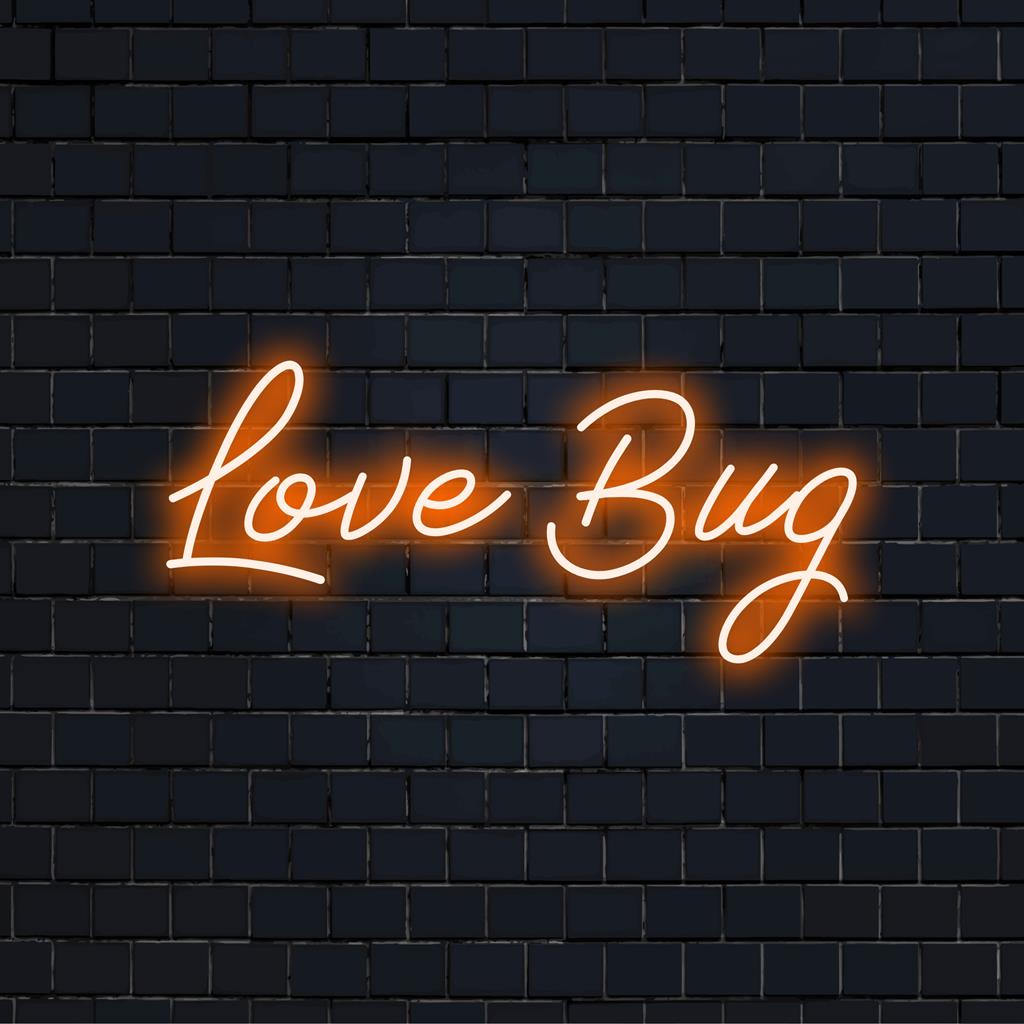 Colorful Love Bug LED neon sign, perfect for custom neon vibe & decor. Brighten any space with this unique neon lighting accent.