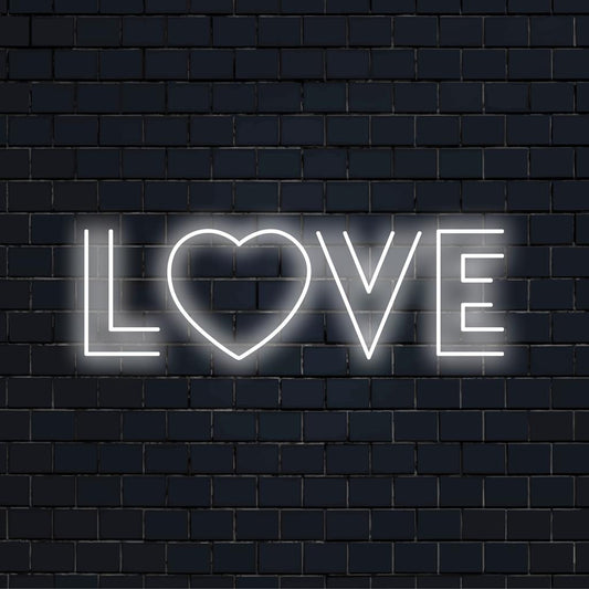 Custom Love LED neon sign glowing warmly, perfect for enhancing home decor with a personalized, luminous touch.