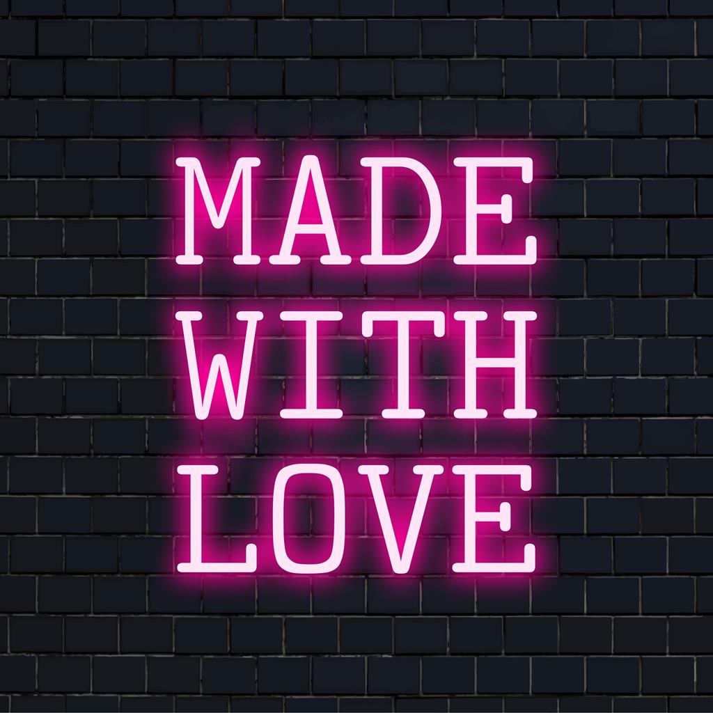 Custom LED neon sign featuring a unique design, ideal for personalized decor, handmade with love neon art.