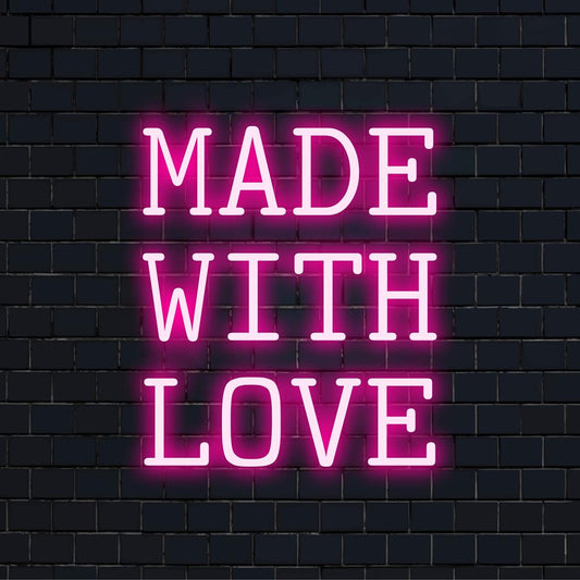 Custom LED neon sign featuring a unique design, ideal for personalized decor, handmade with love neon art.