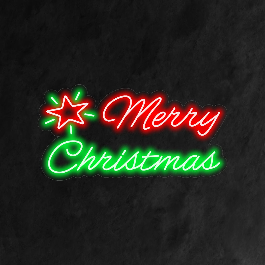 "Merry Christmas Neon Sign" on ajaton ja juhlava lisä loma-aiheiseen sisustukseen. Neonvalo, joka säteilee joulun lämpöä ja tunnelmaa.